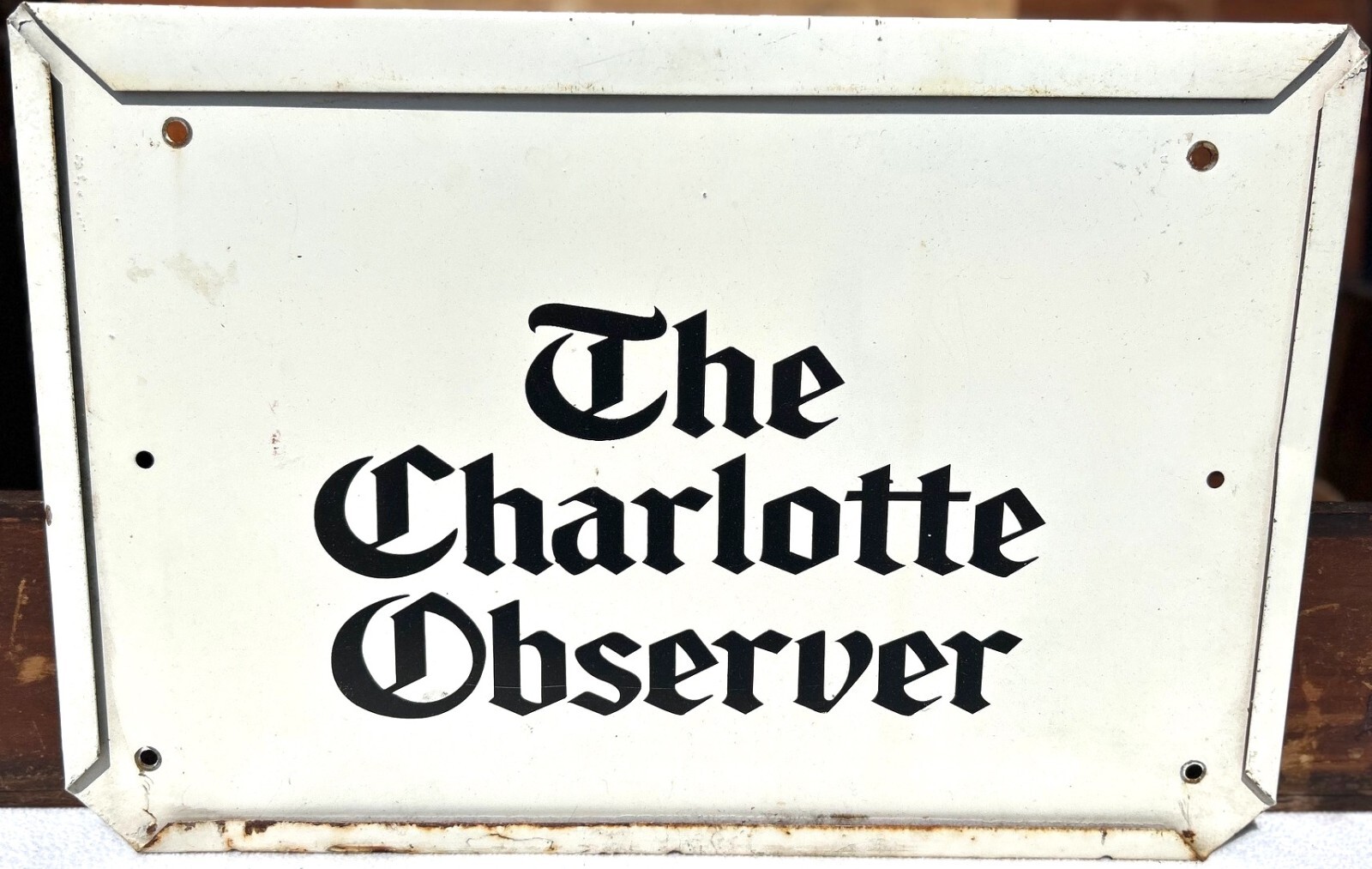 1960's THE CHARLOTTE OBSERVER Newspaper Metal Advertising Sign - Man Cave