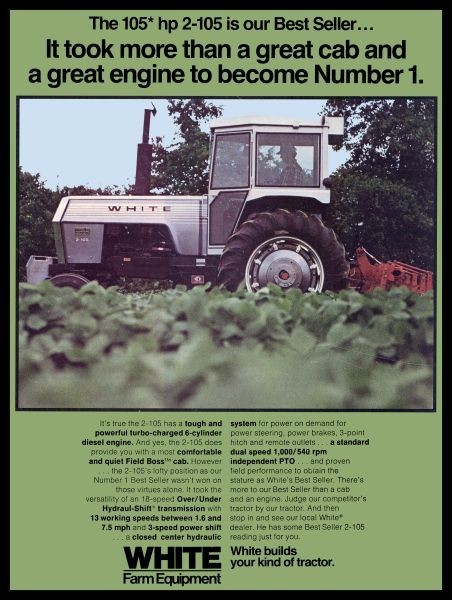 1977 White 2-105 Tractor - 105 Horsepower - NEW METAL SIGN: 12x16\