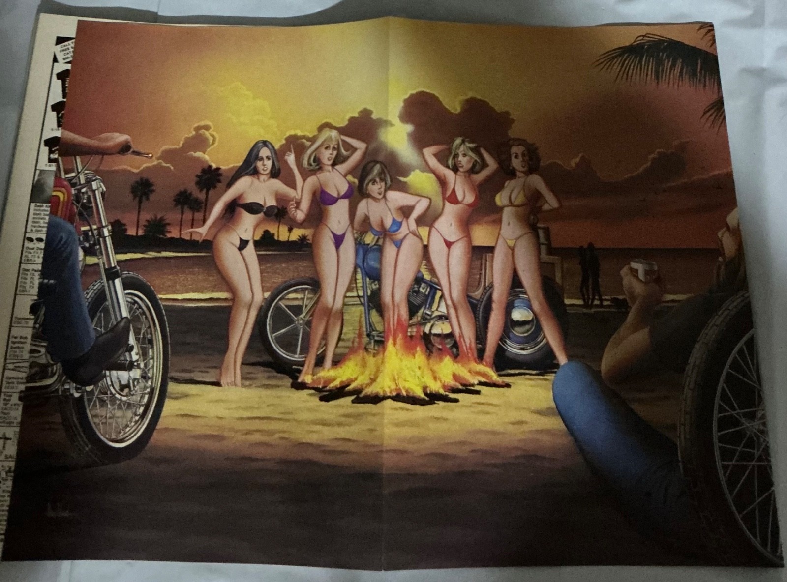 DAVID MANN- Biker Art-Center Fold Art -EASY RIDER-Magazine (JUNE  1990)VINTAGE