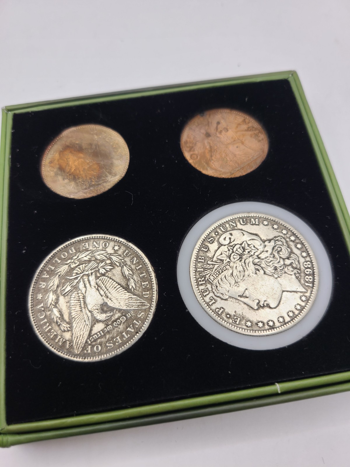 LCC (Black) Coin Set by N2G magic tricks w/ 2x Morgan & 2x \