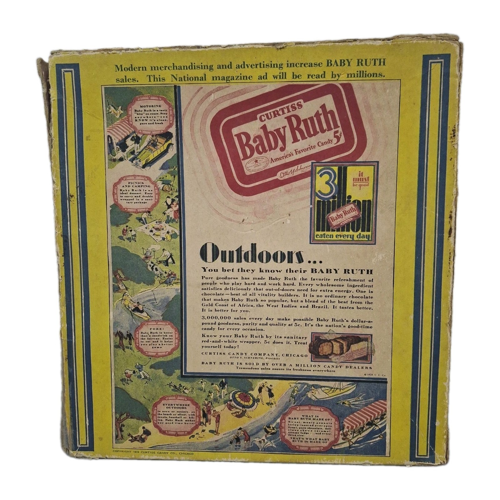 Curtiss Baby Ruth 5¢ Candy Bar Store Counter Display Box Vintage 1930s-1950s Ad