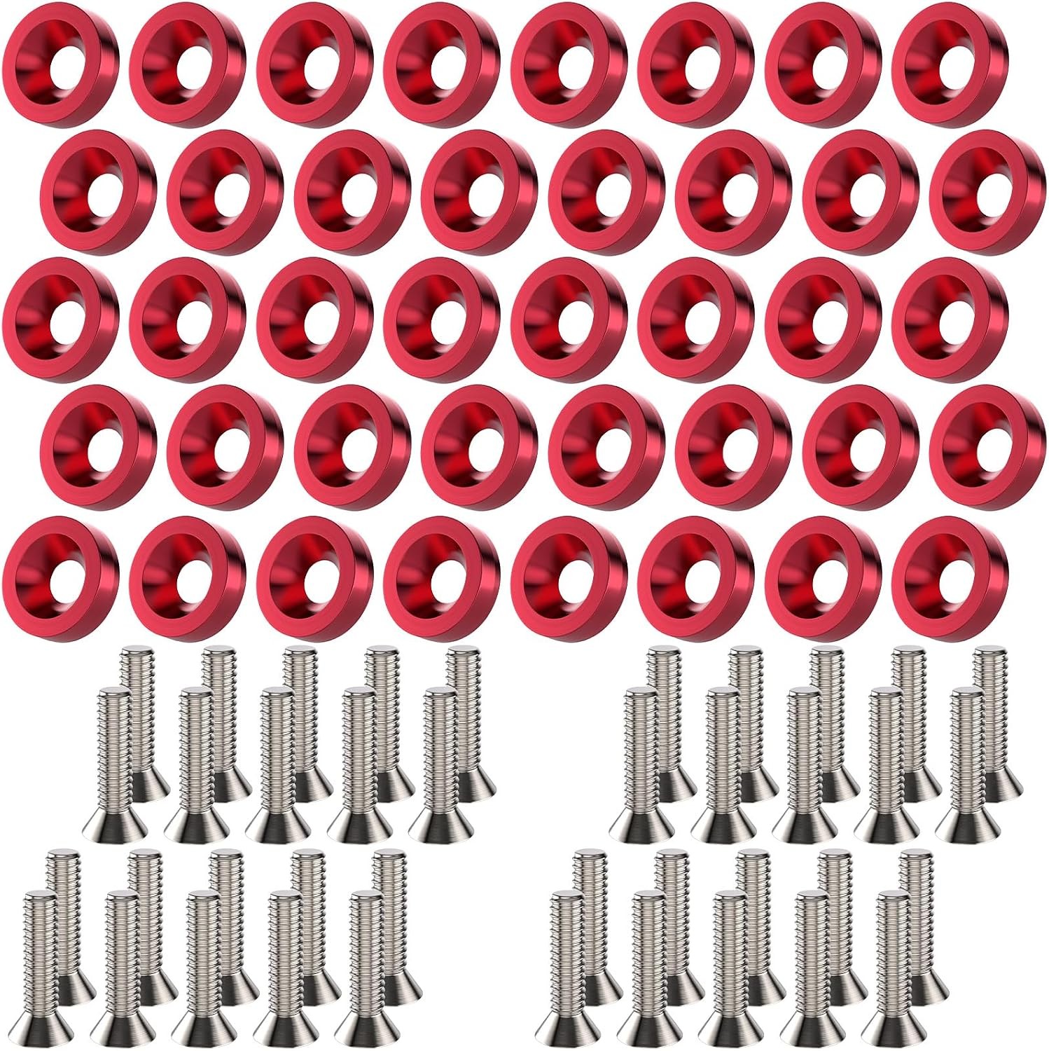 40 PCS Engine Dress Up Kit, CNC Finishing Fender Bumper Washers (Red)