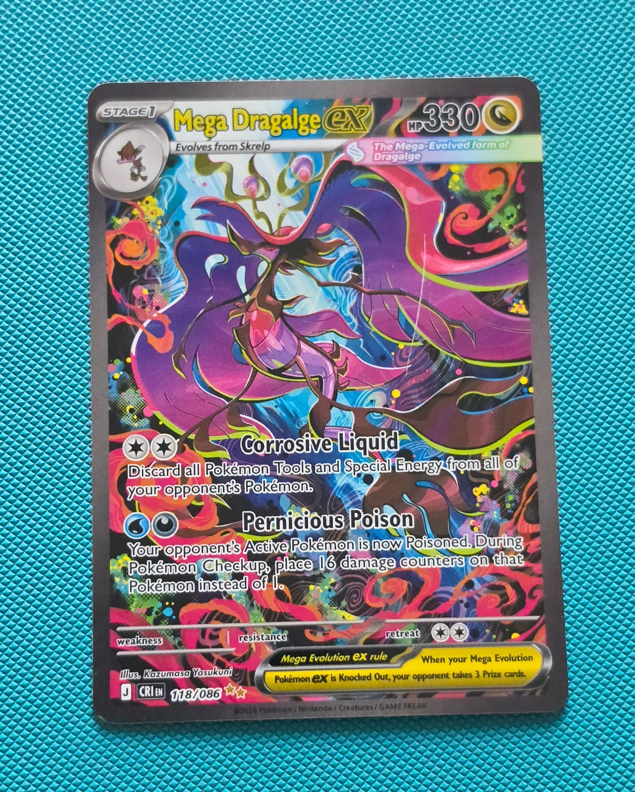 Mega Dragalge ex 118/086 Special Illustration Rare Chaos Rising Damaged READ