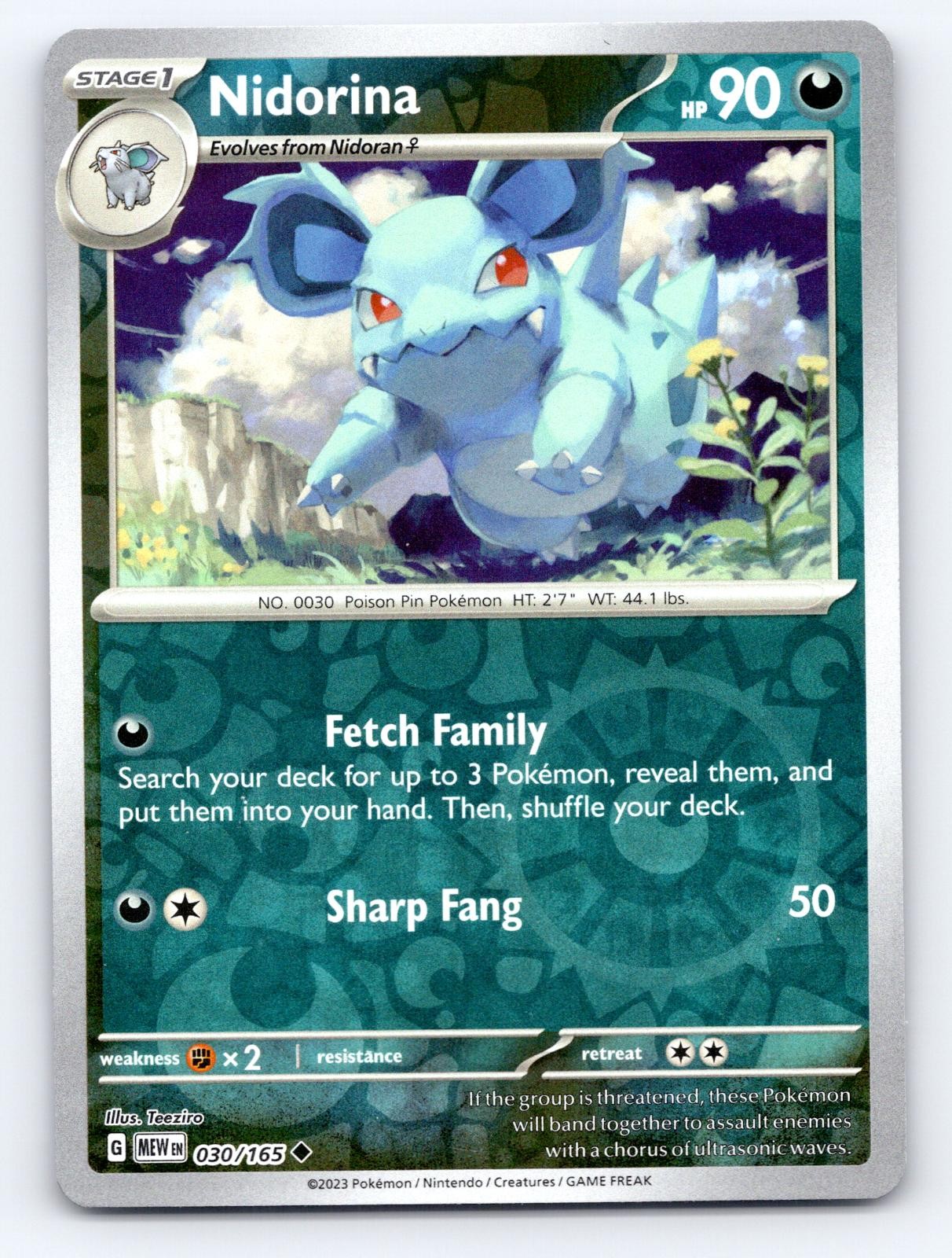 Nidorina 030/165 Uncommon 151 Pokemon Reverse Holo Near Mint
