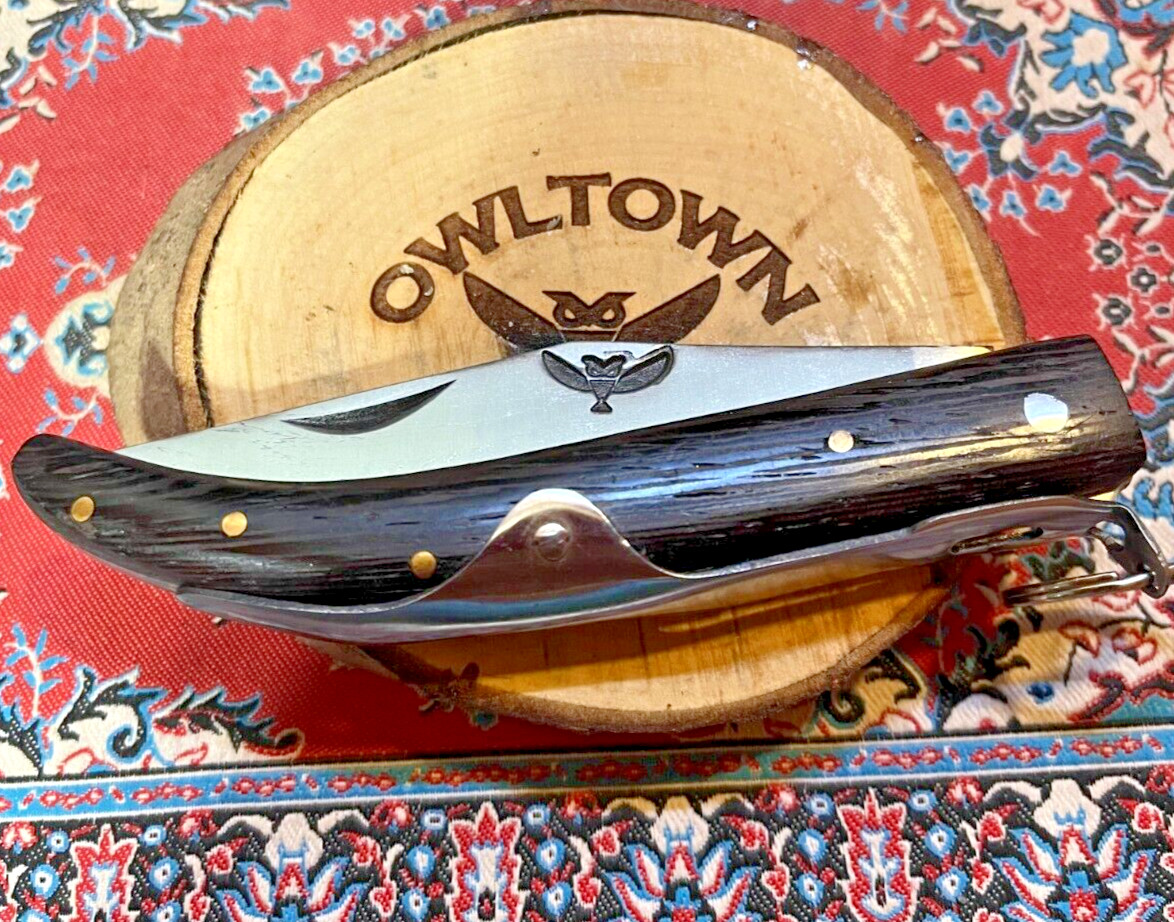 NEW NAVAJA RING PULL D2 Steel POCKET KNIFE Dark Wood Wenge Okapi Style