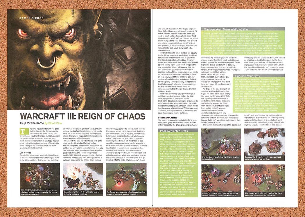 2002 WarCraft III Reign Of Chaos PC Original Advertisement / Retro Promo vr8