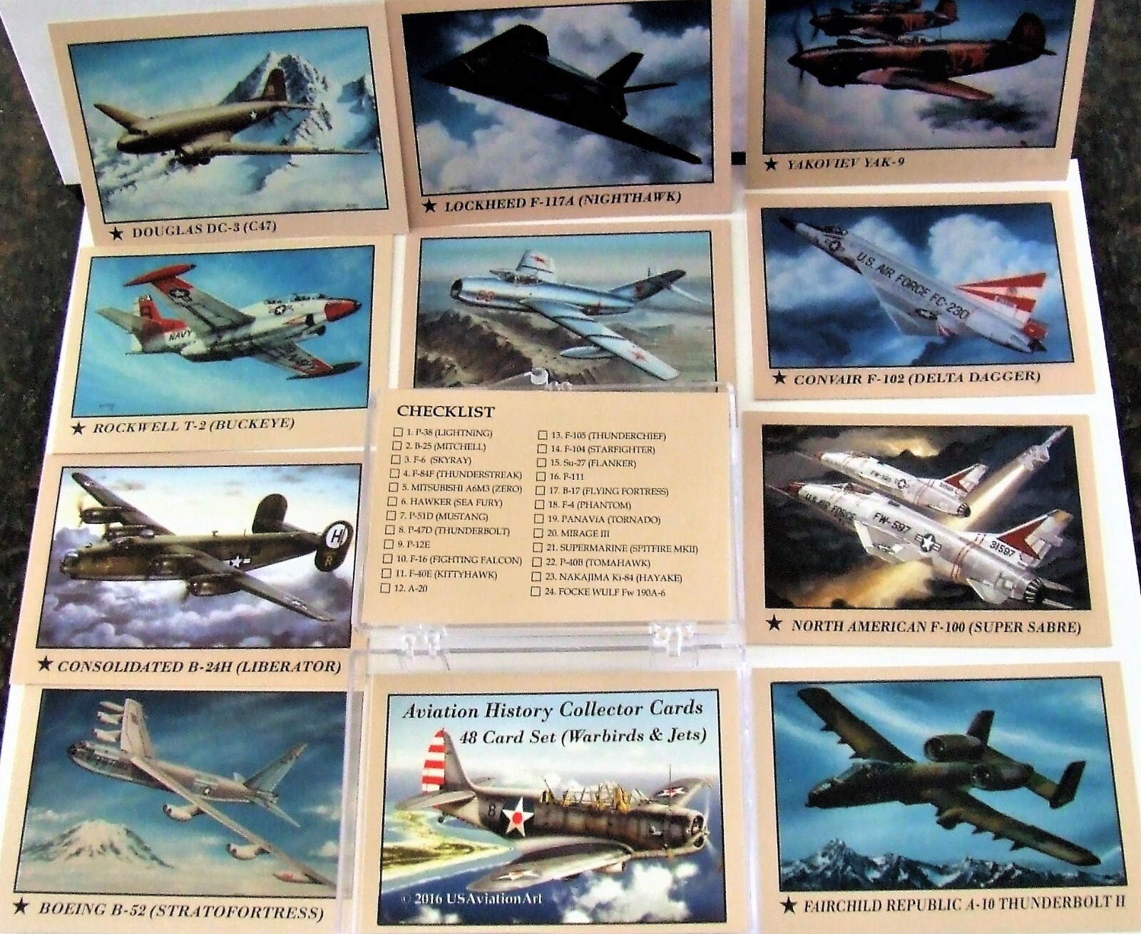 The Complete 48 Card Set of Aviation History Educational Collector Cards.