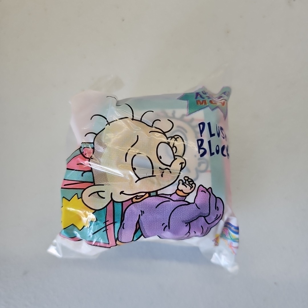 Vintage Rare Blockbuster Video Nickelodeon Rugrats Plush Block Rattle Unopened