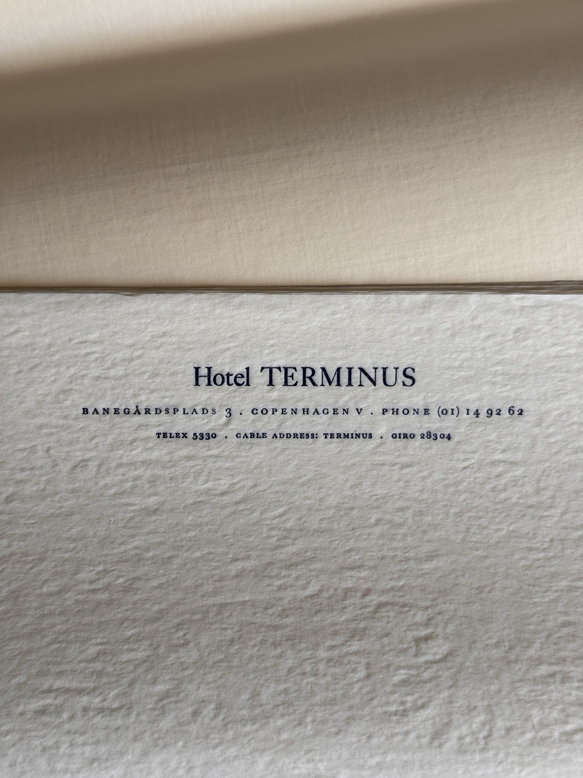 Hotel Terminus Copenhagen Denmark Vintage Stationary Mid Century