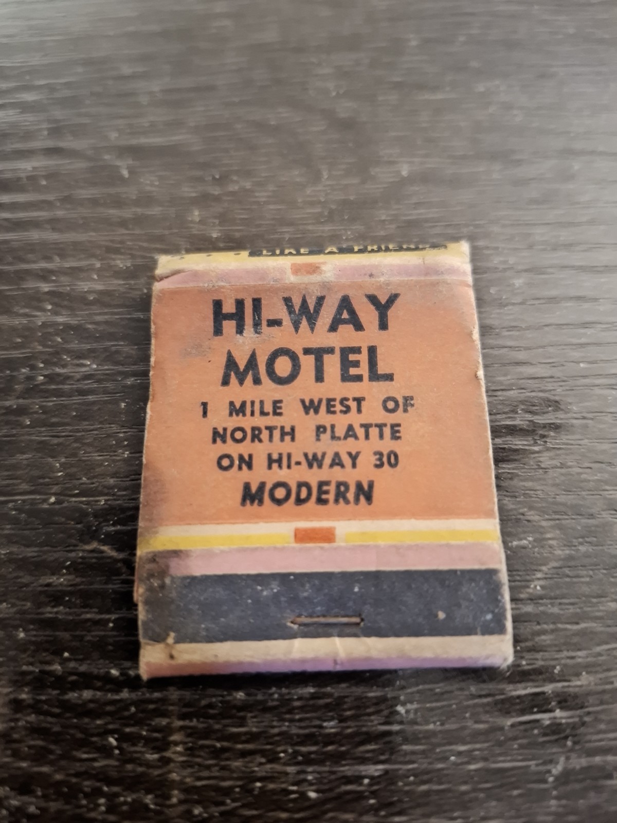 c1950s Hi-Way Motel North Platte NE Lincoln Highway Full Unstruck Matchbook