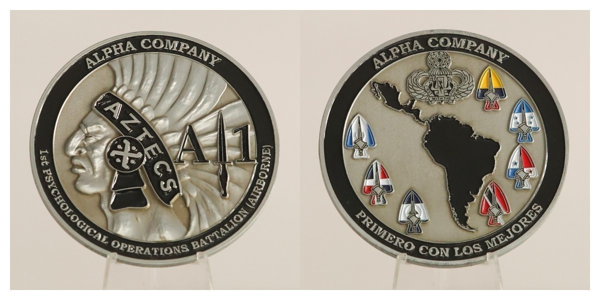 Alpha Company 1st Psychological Operations Battalion Aztecs Challenge Coin  4#I