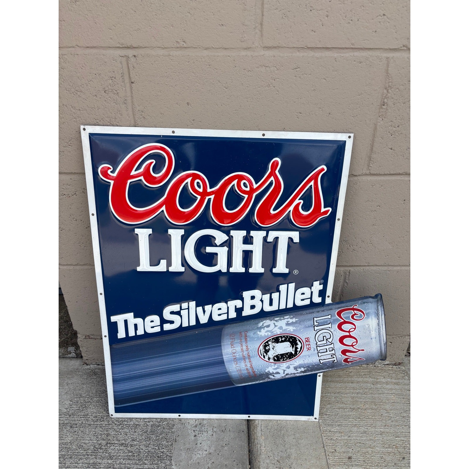Vintage Coors Light “The Silver Bullet” Metal Sign Man Cave Breweriana Beer Sign