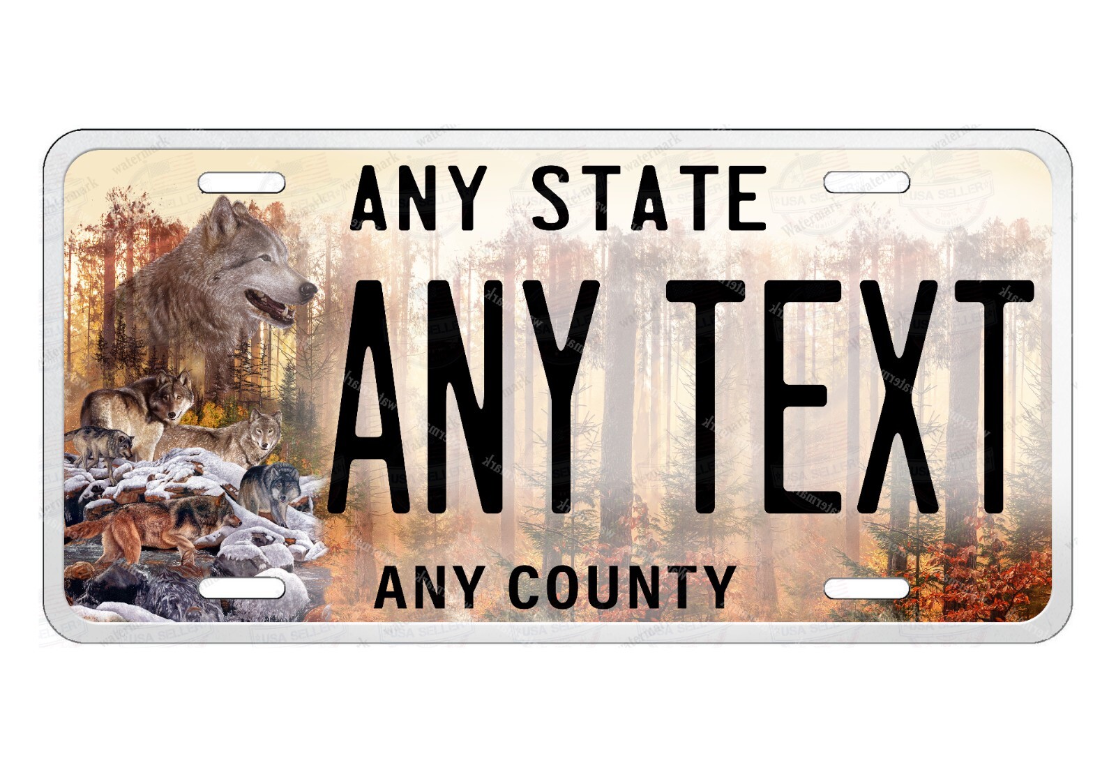 Wild Wolf in Creek License Plate Auto Car Bike ATV Keychain Fridge Magnet