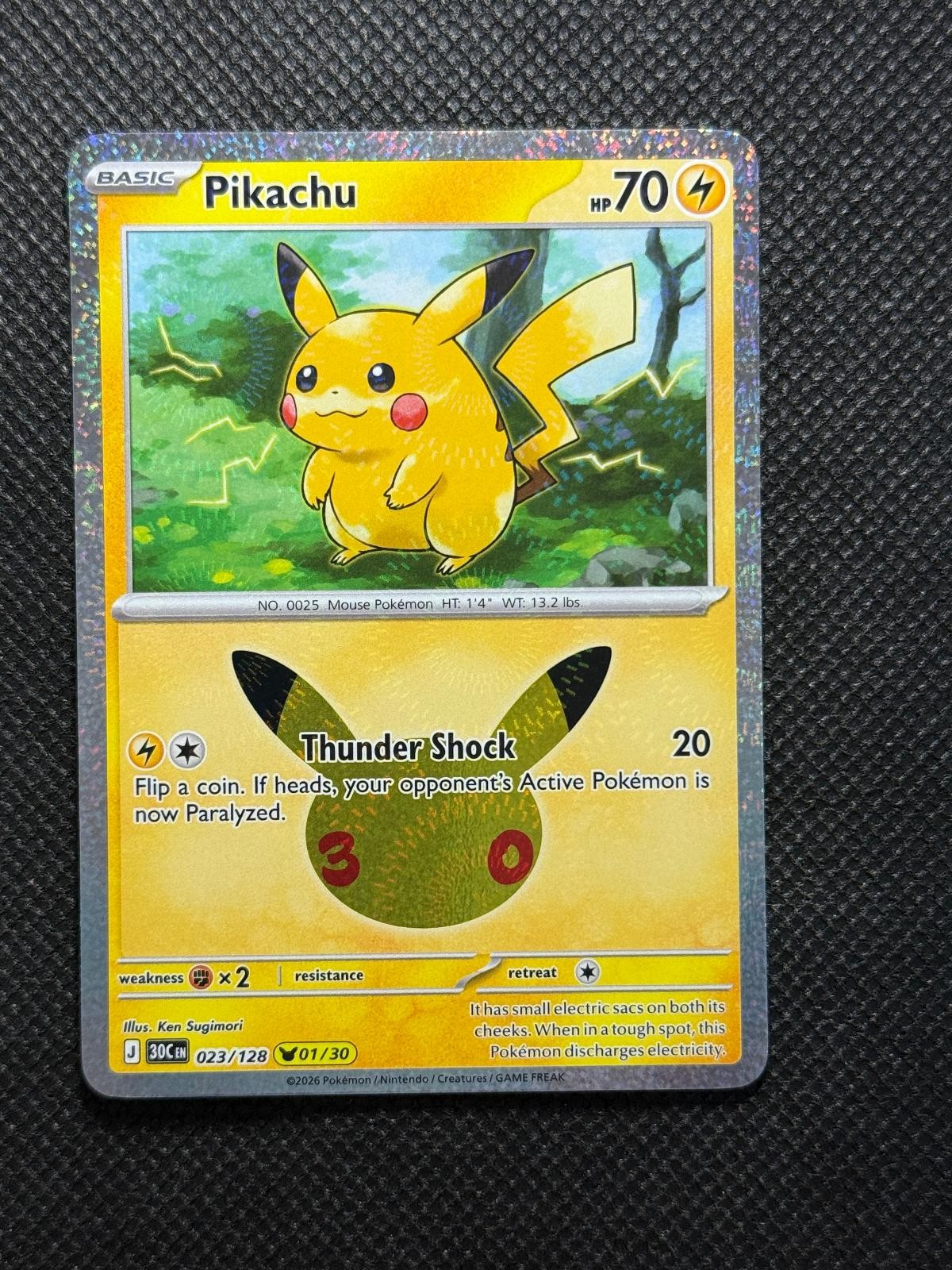 Pikachu 023/128 Holo Pikachu Rare ME: 30th Celebration Pokemon Near Mint