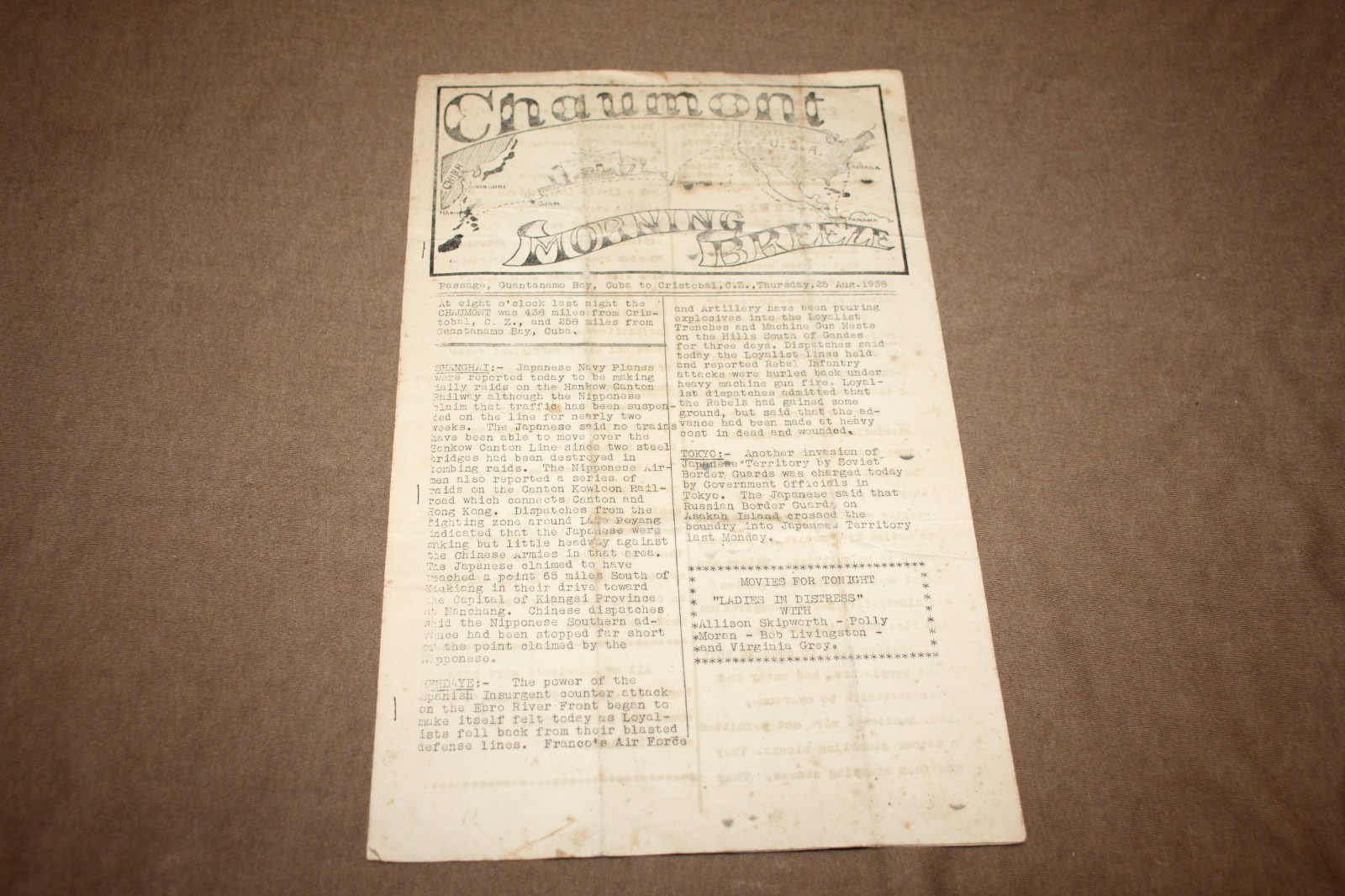 Scarce Original Pre WW2 USN U.S.S. Chaumont \