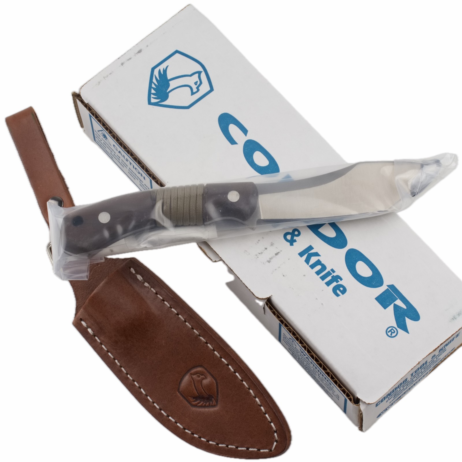 Condor Mountaineer Trail Fixed Blade Knife Cord Wrapped Walnut Handle Full Tang
