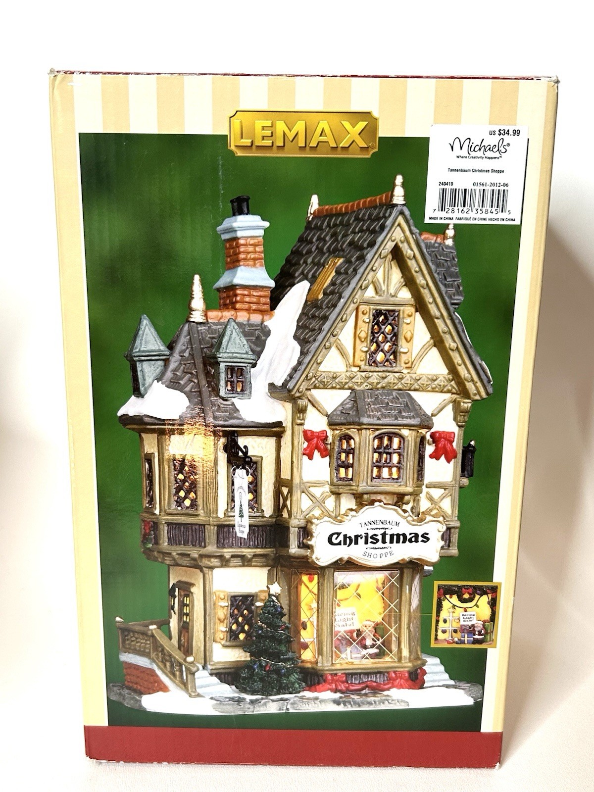 Vtg 2003 Lemax Tannenbaum Xmas Shoppe Shop/Lighted Porcelain Village House w/Box