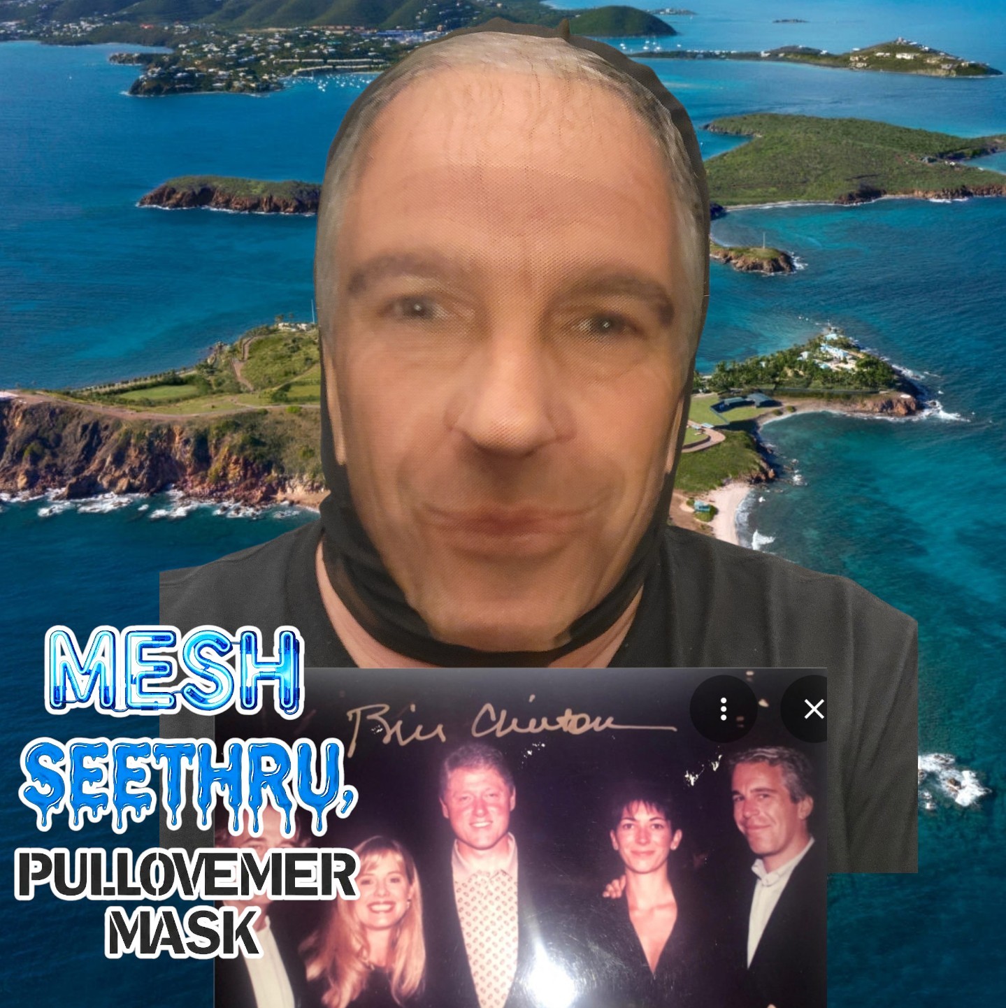 Jeffrey Epstein Island Celebrity Mesh FACE Mask Costume Cosplay HALLOWEEN Creepy