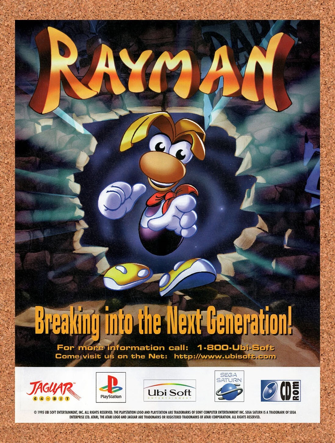 1995 Rayman Jaguar Original Advertisement / Retro Promo v3