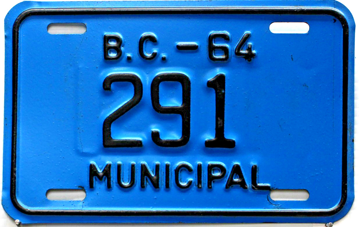 British Columbia License Plate | 1964 Municipal