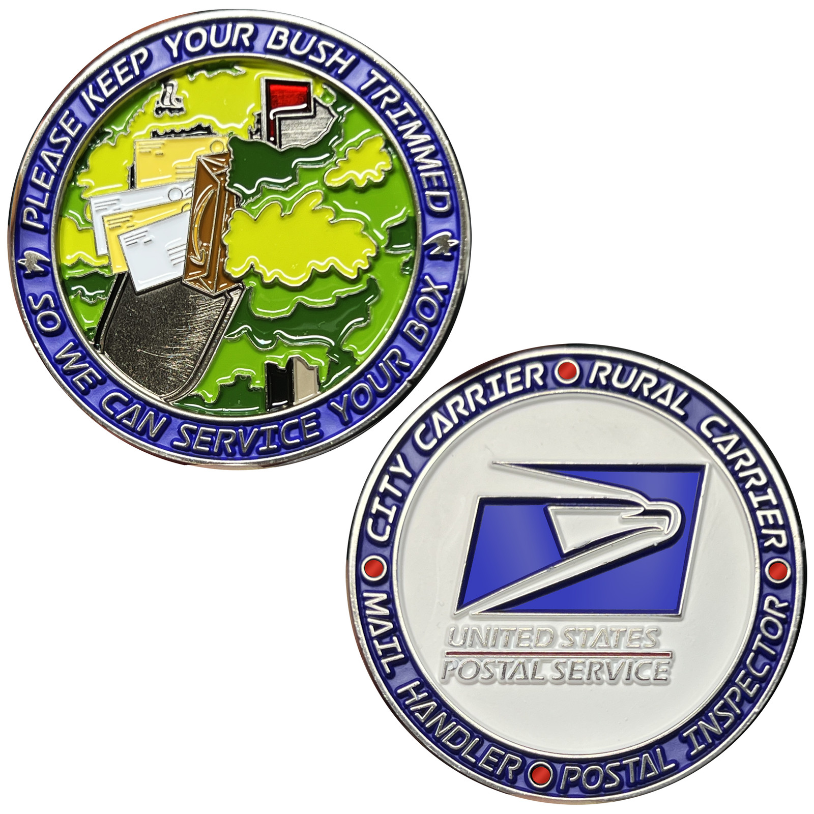 BL2-8B Trim Your Bush Challenge Coin US Postal Carrier Mail Handler Inspector Ma