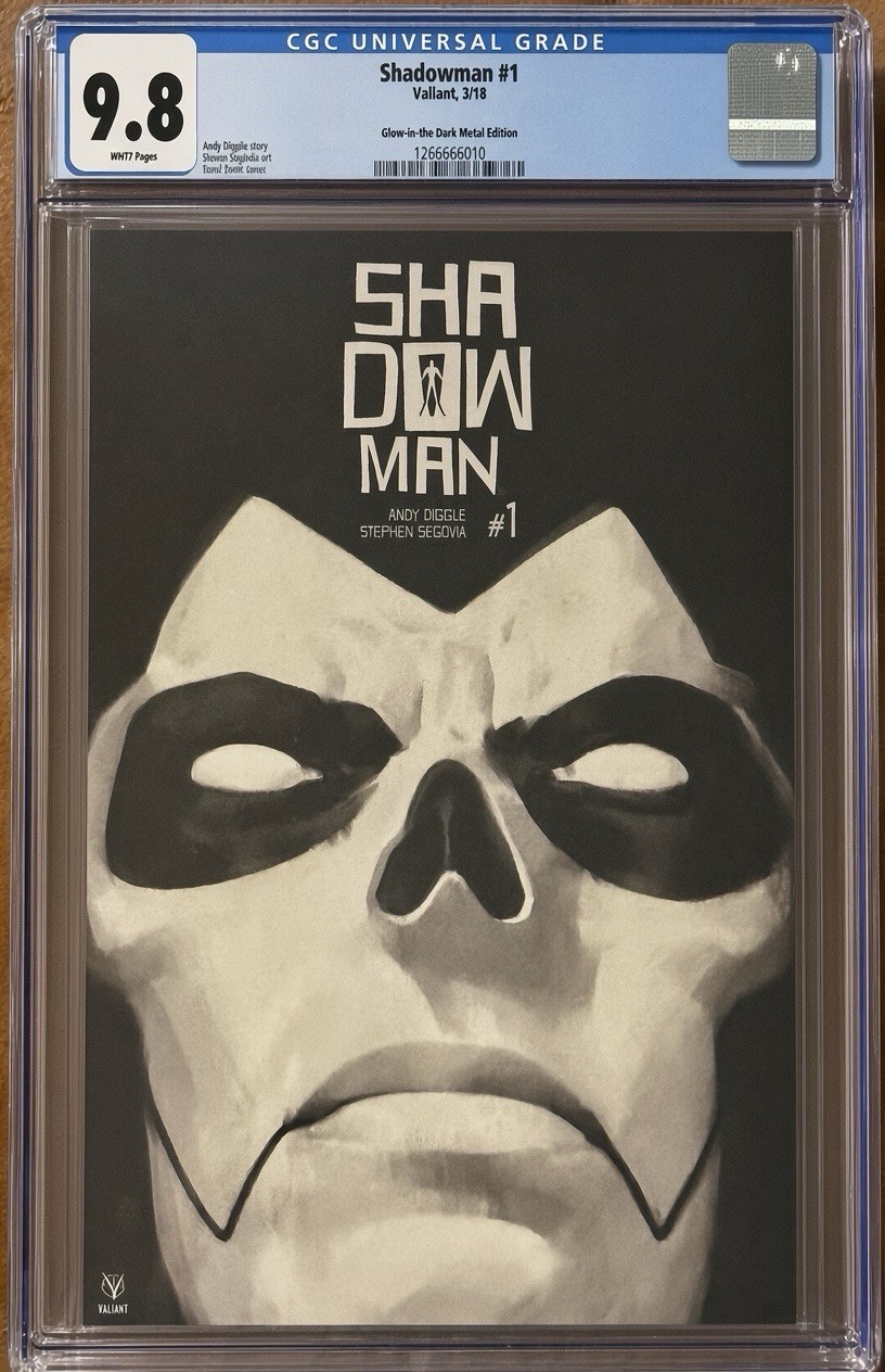 Shadowman #1 - 1:250 - REAL Brushed Metal Glow in Dark - 2018 Valiant CGC 9.8 👀
