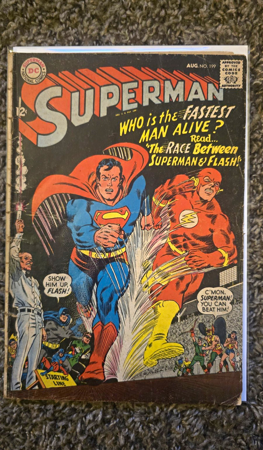 DC Comics Superman #199 (Aug 1967) The Race Between Superman & The Flash