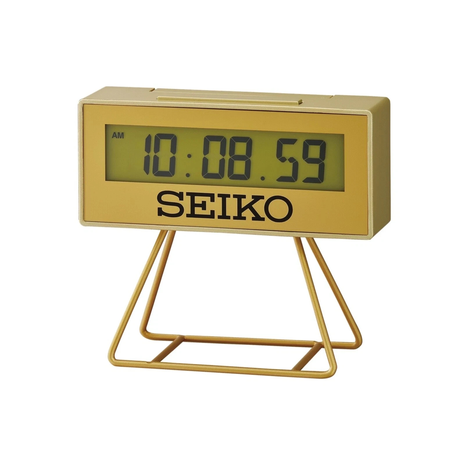 Seiko QHL062G Countdown LCD Digital Alarm Clock Marathon Timer Design Gold NEW