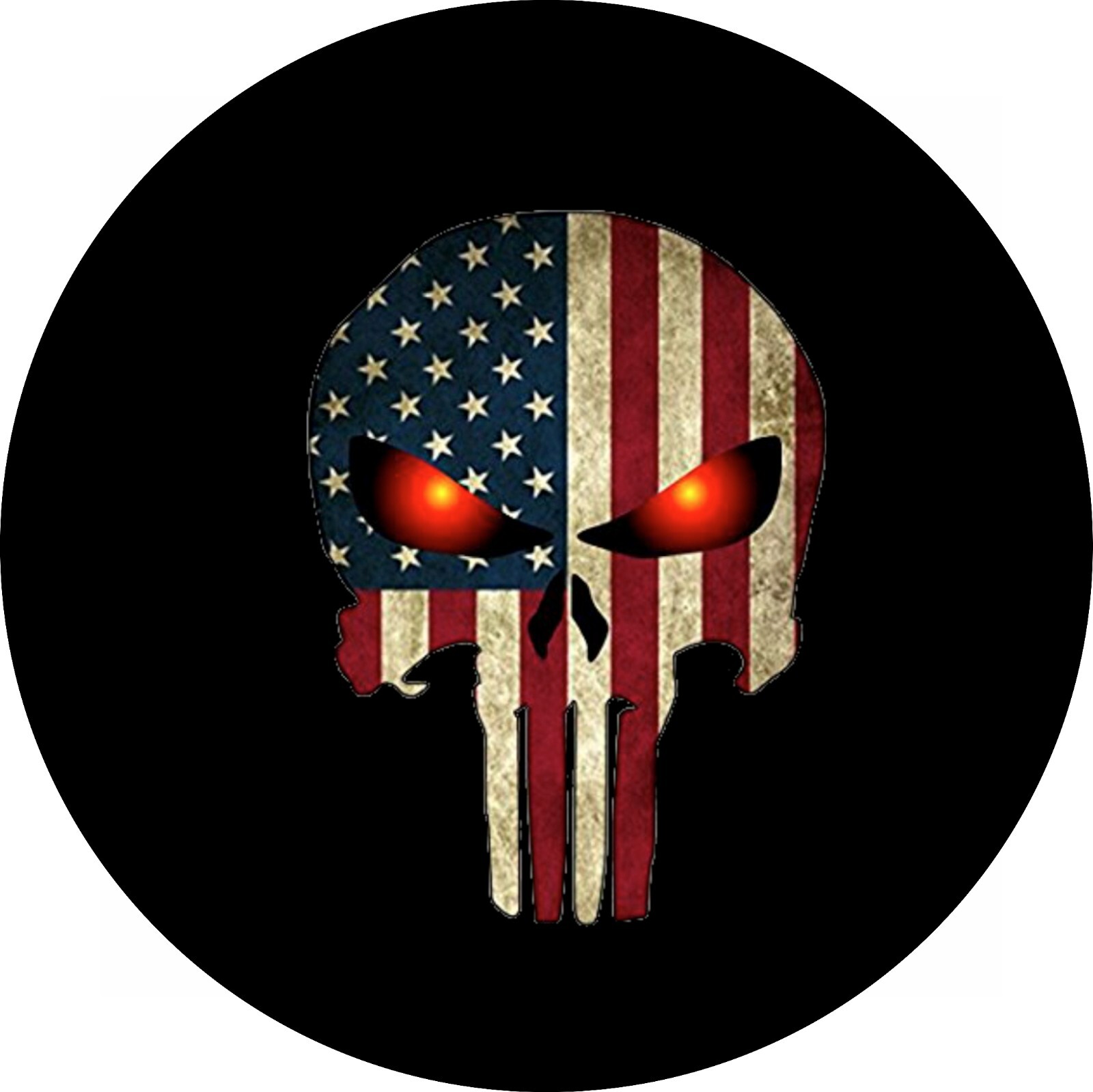 Tire Cover of U.S.A Red Eyes Flag Skull