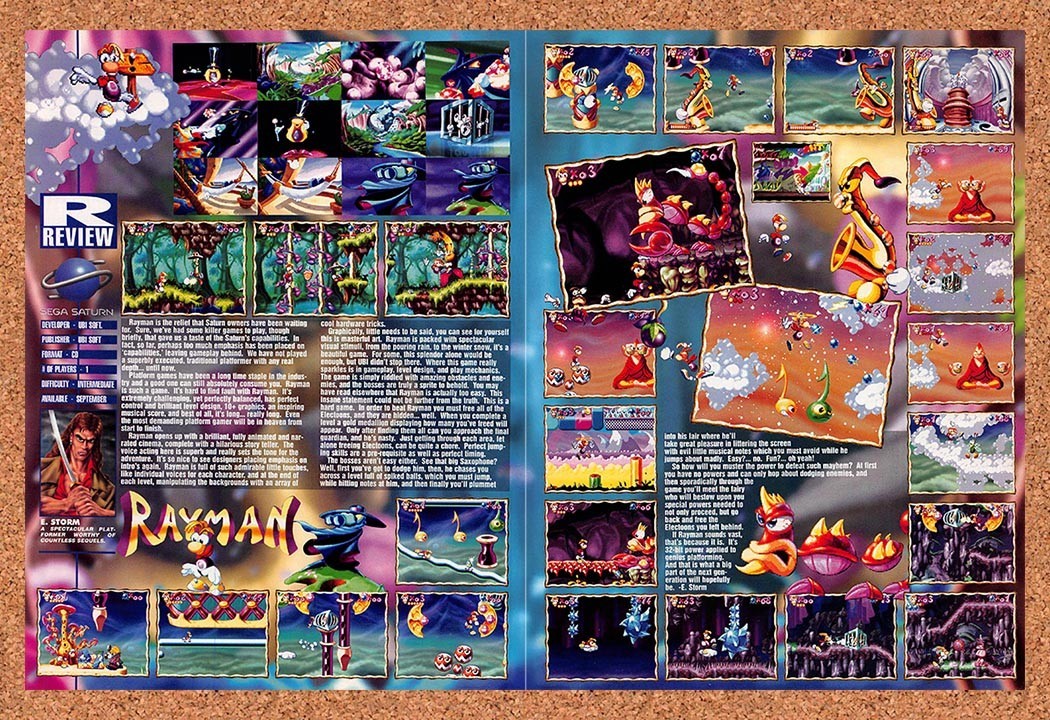 1995 Rayman Saturn Original Advertisement / Retro Promo vr1