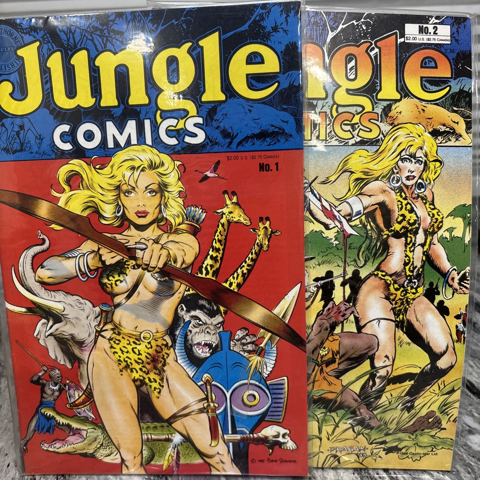 Jungle Comics #1 (Dave Stevens cover art) & #2 Bundle 1987 Blackthorne