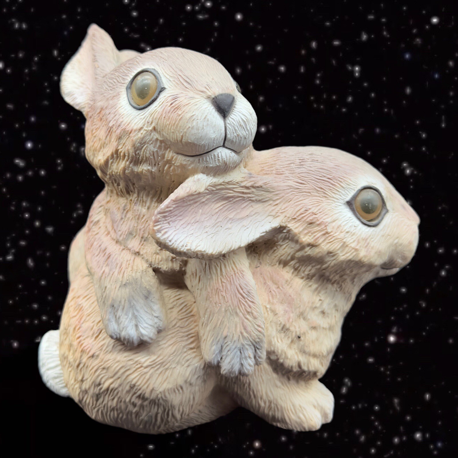 Chubby Rabbit Bunny Figurine Sitting Resin Statue Garden Yard Ornament Bunnies
