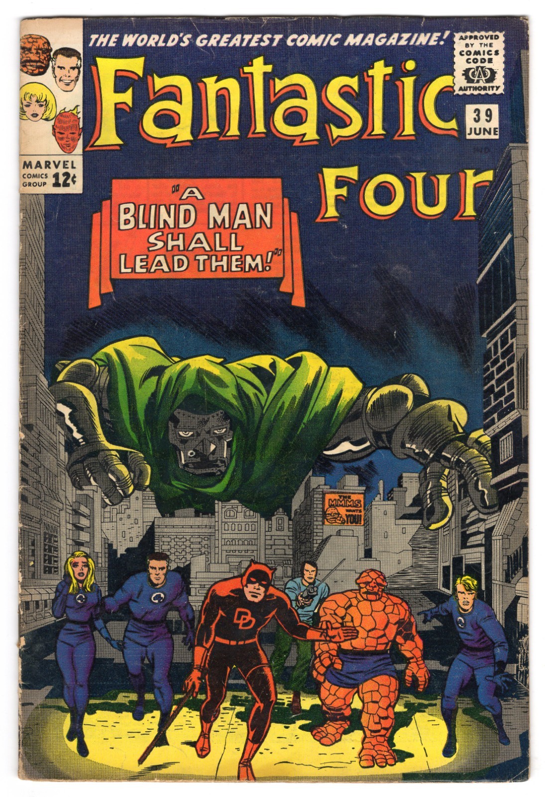 Fantastic Four 39 1965 Marvel Comics VG+ 4.5 Doctor Doom Human Torch Daredevil