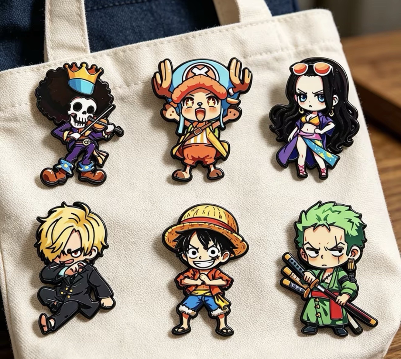 One Piece 6 Piece Pin Set Luffy Sanji Chopper Zoro Usopp 