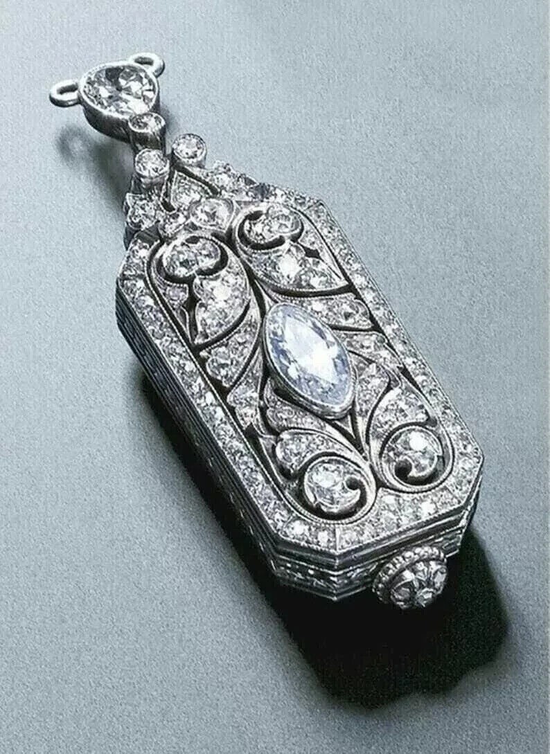5.20Ct Marquise Cut Lab-Created Diamond Engagement 14K White Gold Finish Pendant