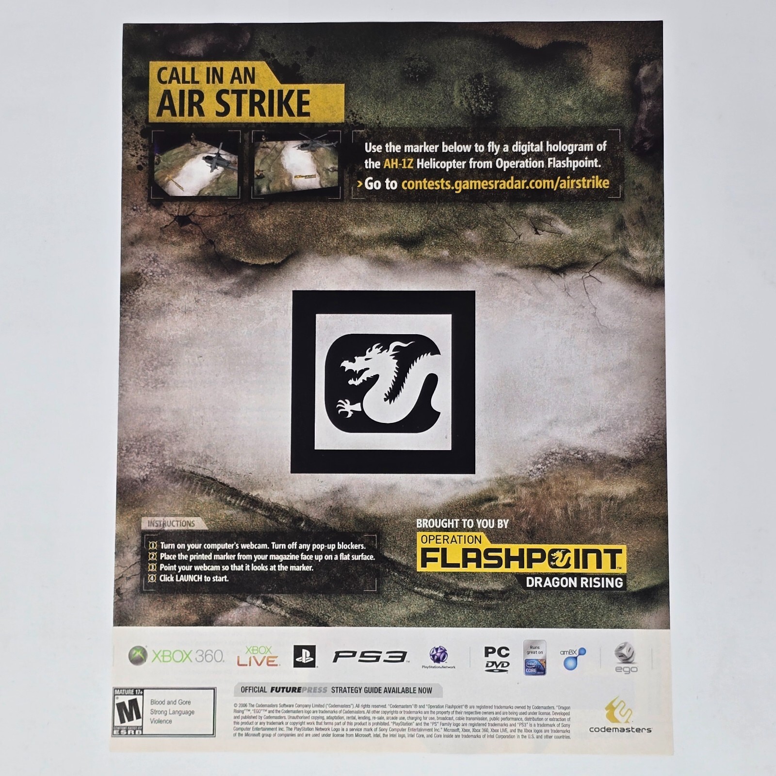 Operation Flashpoint Dragon Rising Xbox 360 PS3 PC Air Print Ad/Poster Promo Art