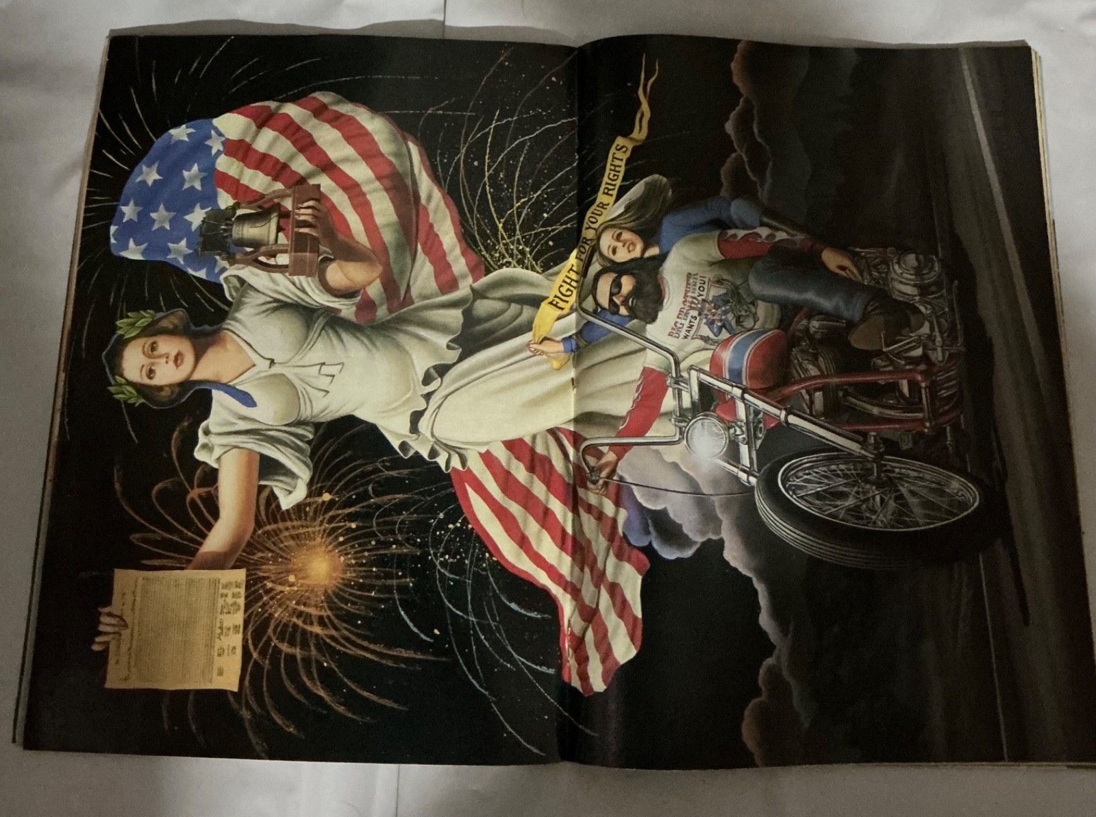 DAVID MANN- Biker Art-Center Fold Art -EASY RIDER-Magazine (JULY  1990)