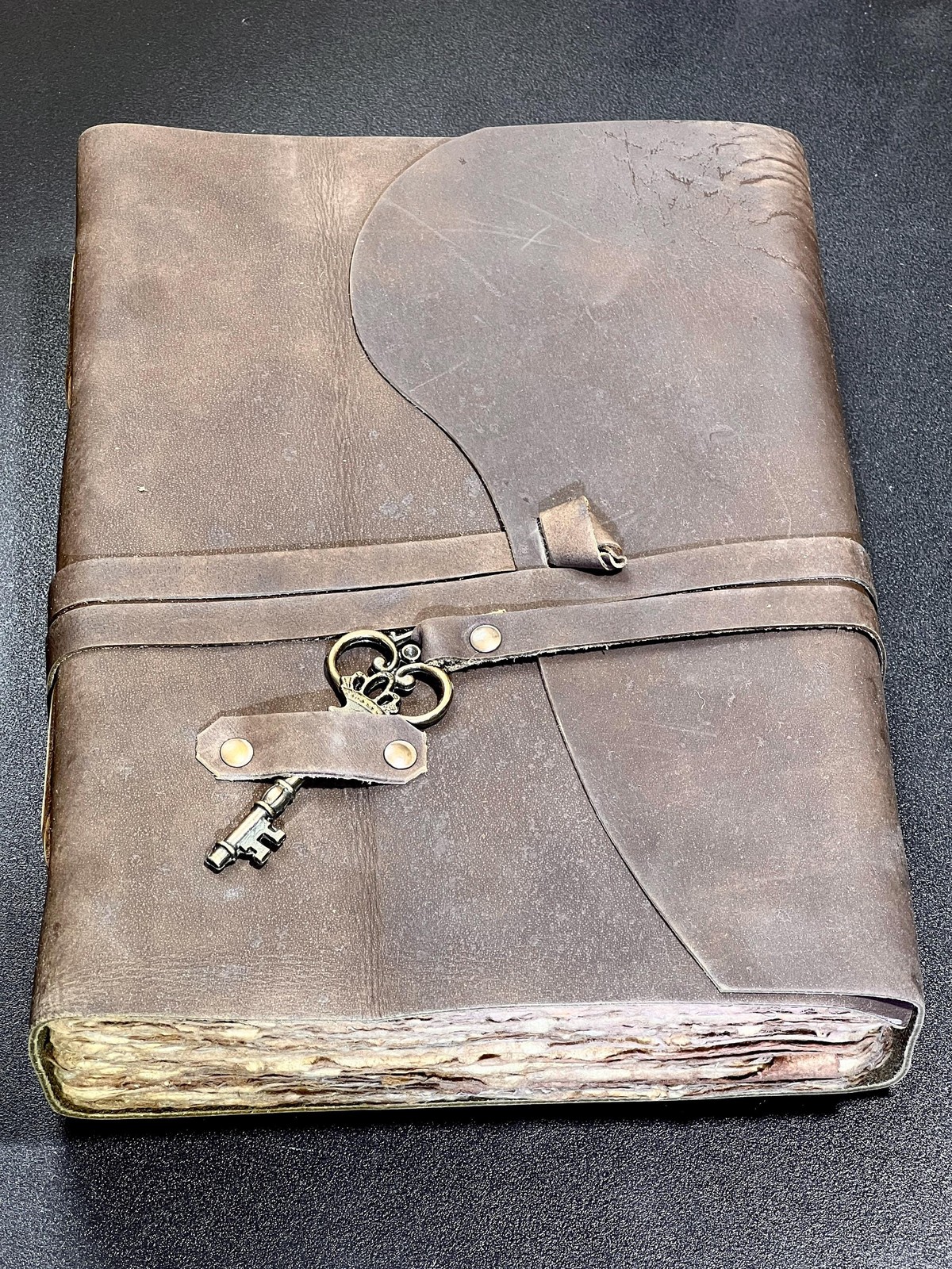Papyrus Style Rustic Brown Leather Bound 100 Page Sketchbook Notebook Tomb