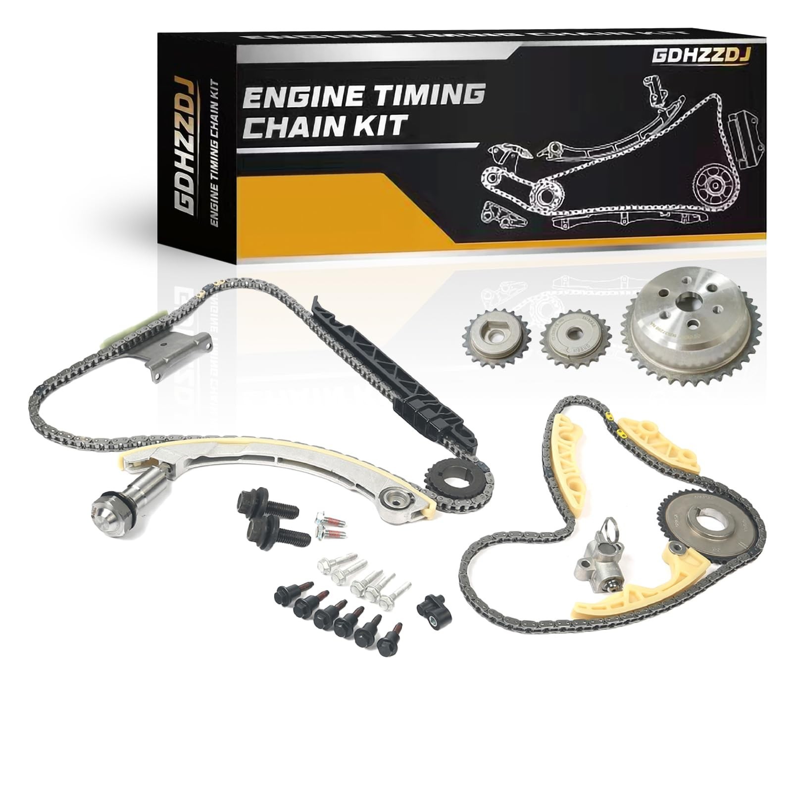 Engine Timing Chain Kit with Sprocket Tensioner & Guide for 2006-2017 Chevy C...