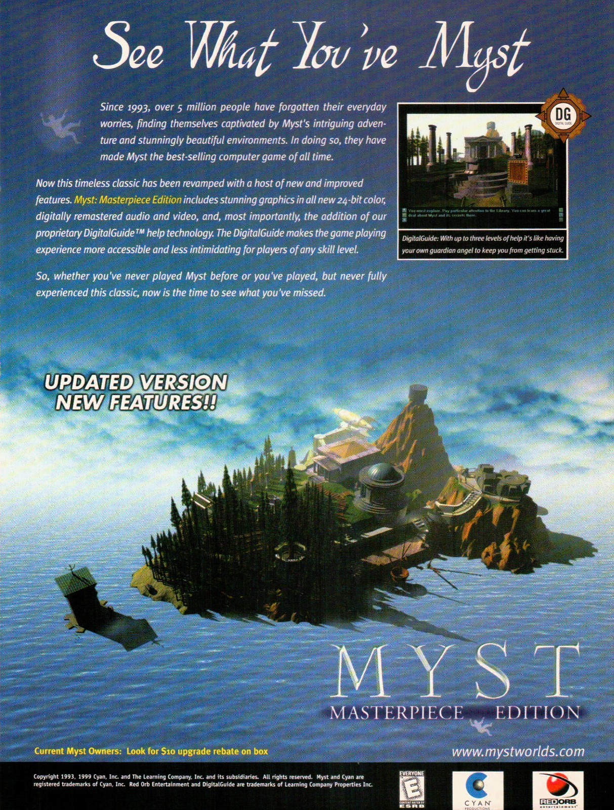 Vtg 1999 Myst Masterpiece Edition Print Ad Original PC Game Promo Poster Art 90s