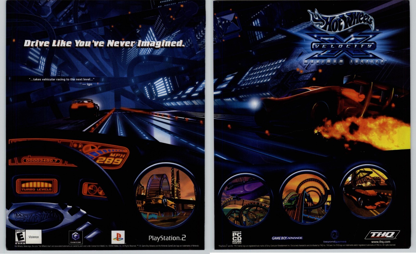 Hot Wheels Velocity X Vintage Video Game Print Ad 2002 PS2 GameCube Magazine Art