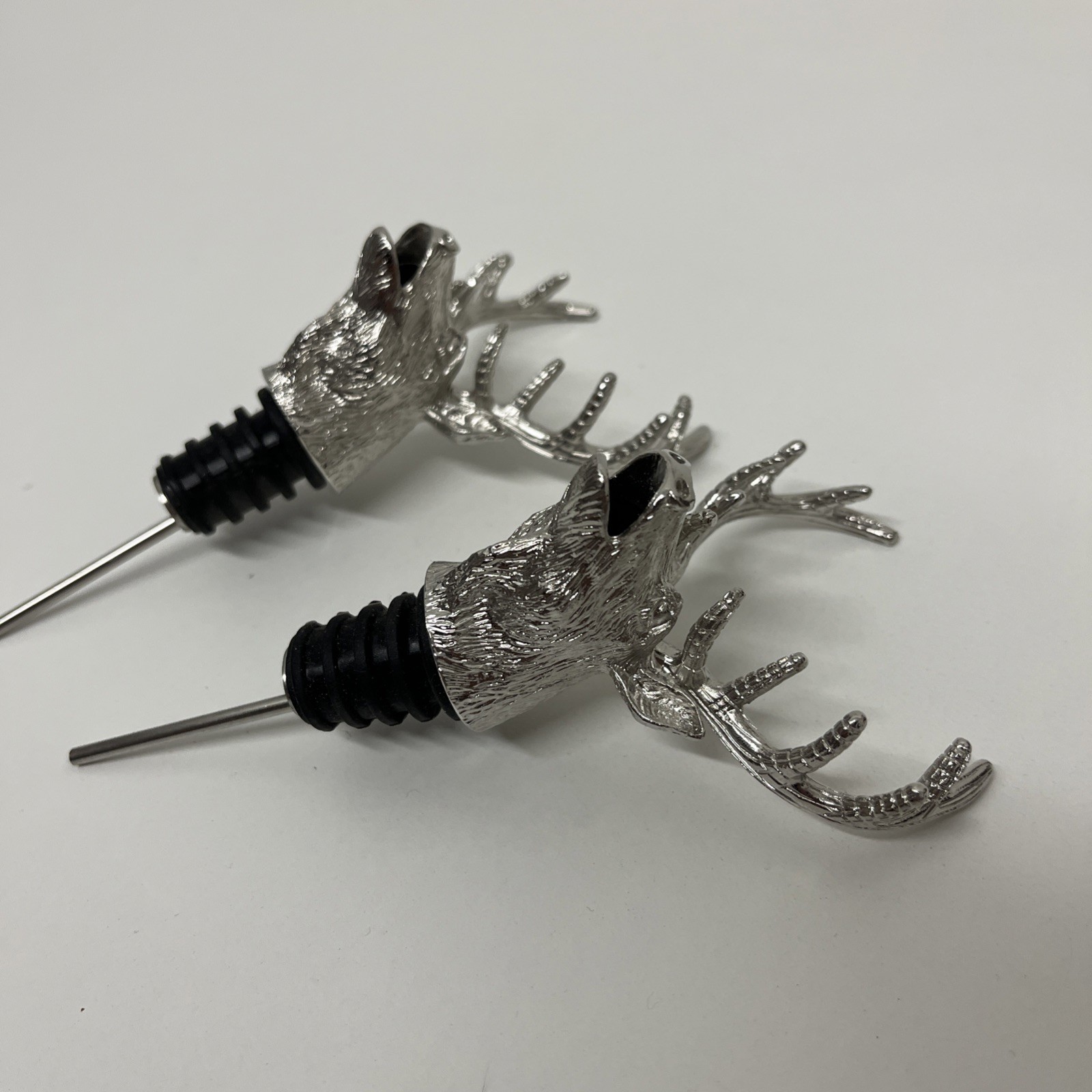 2 ~ Jagermeister Stag/Elk/Deer Head Metal Bottle Pour Spout Stopper Collectible