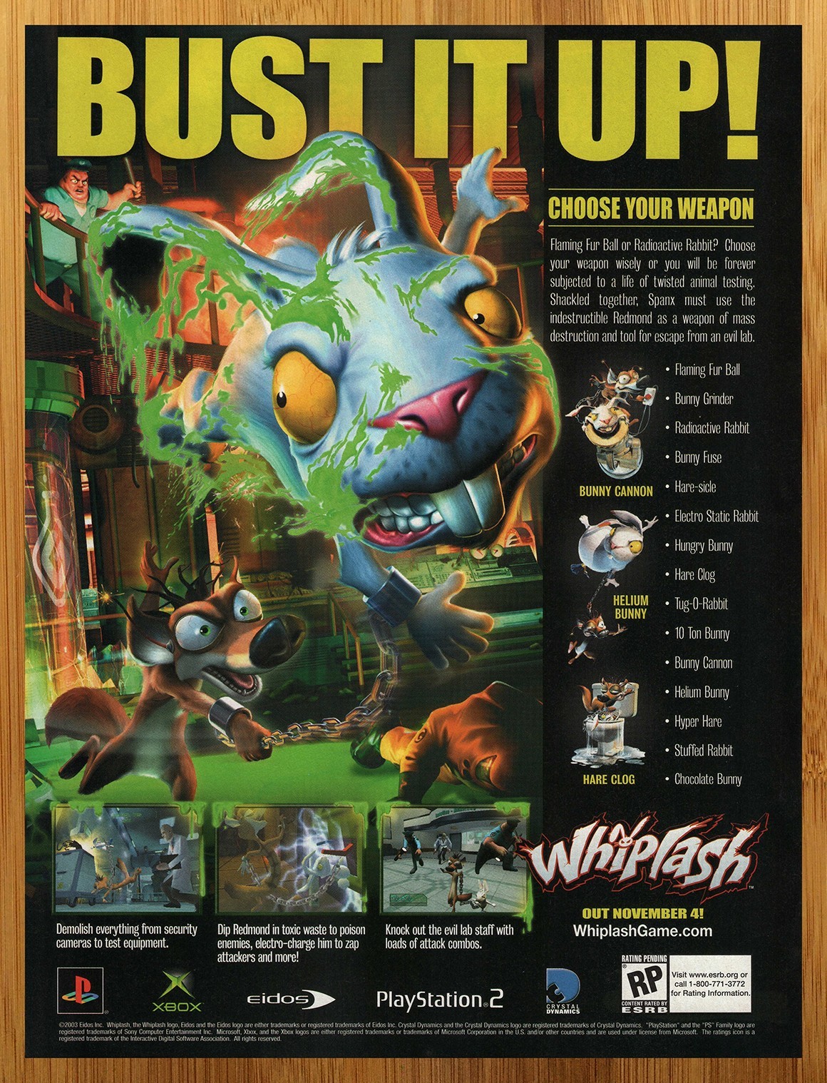 2003 Whiplash Playstation 2 PS2 Xbox Vintage Print Ad/Poster Video Game Art 00s