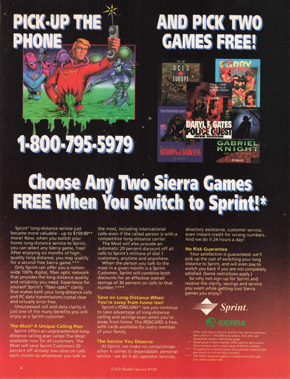 Sierra Switch to Sprint Advertisement Magazine Vintage Larry Gabriel Knight Ad