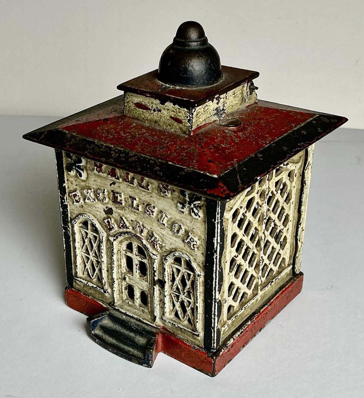 Antique Hall’s Excelsior Mechanical Bank J&E Stevens Cast Iron 19th Century