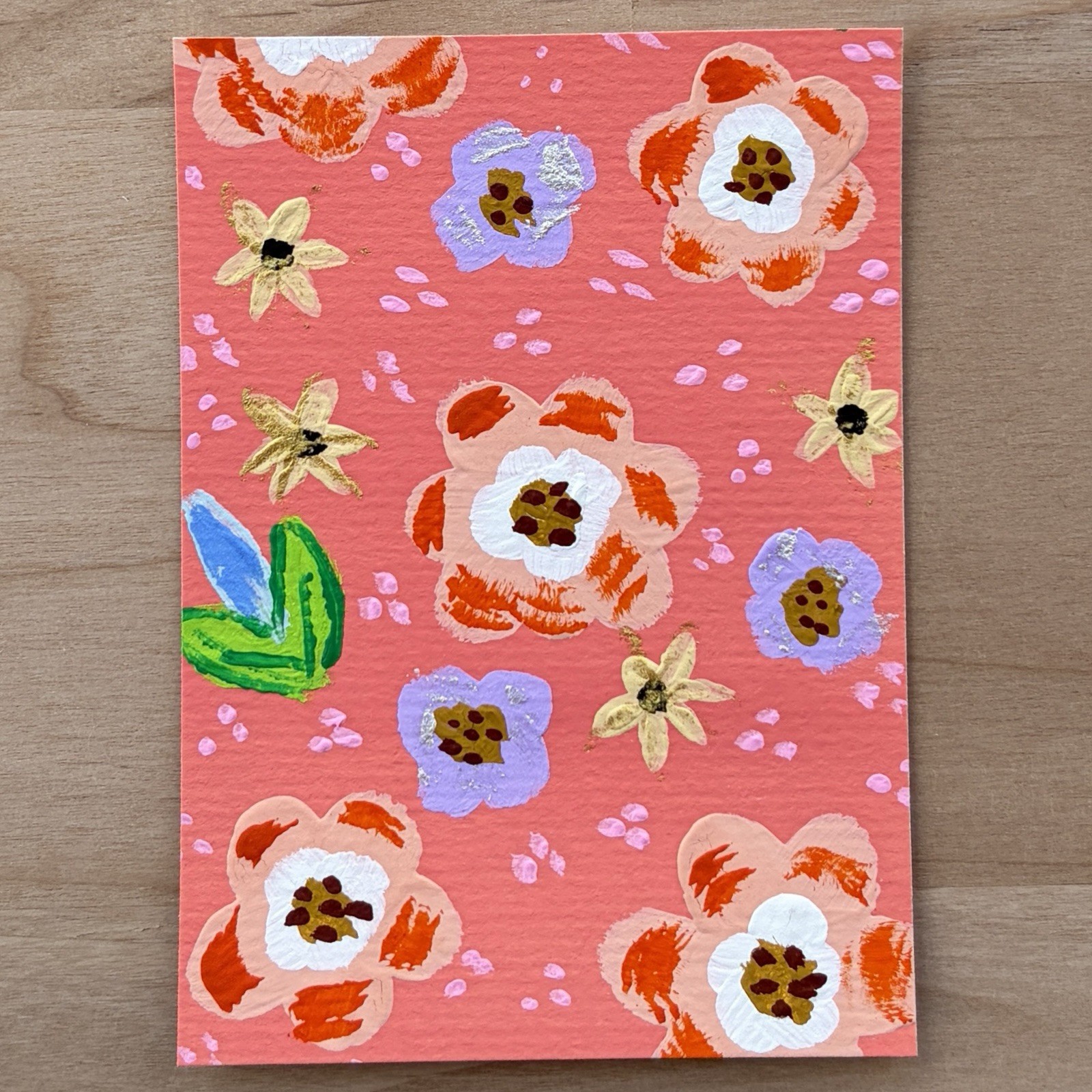 ACEO OOAK, Original Mini Art, 2.5”x3.5” Artist Card, Hand Painted Gouache