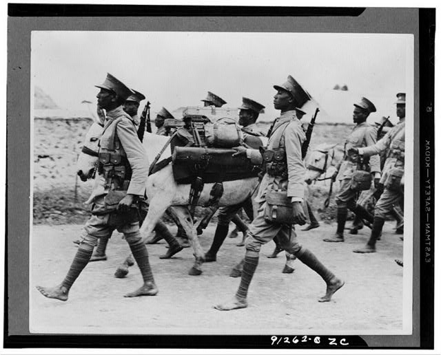 India 1935-1942 British Indian Army Soldiers Marching with Pack Animal