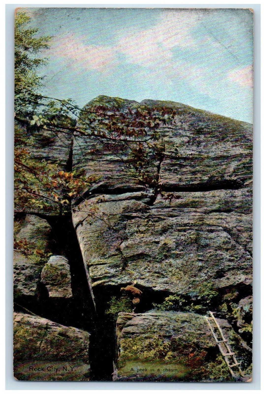 c1910's Twin Sister Peek In Chasm Rock City Olean New York NY Unposted Postcard