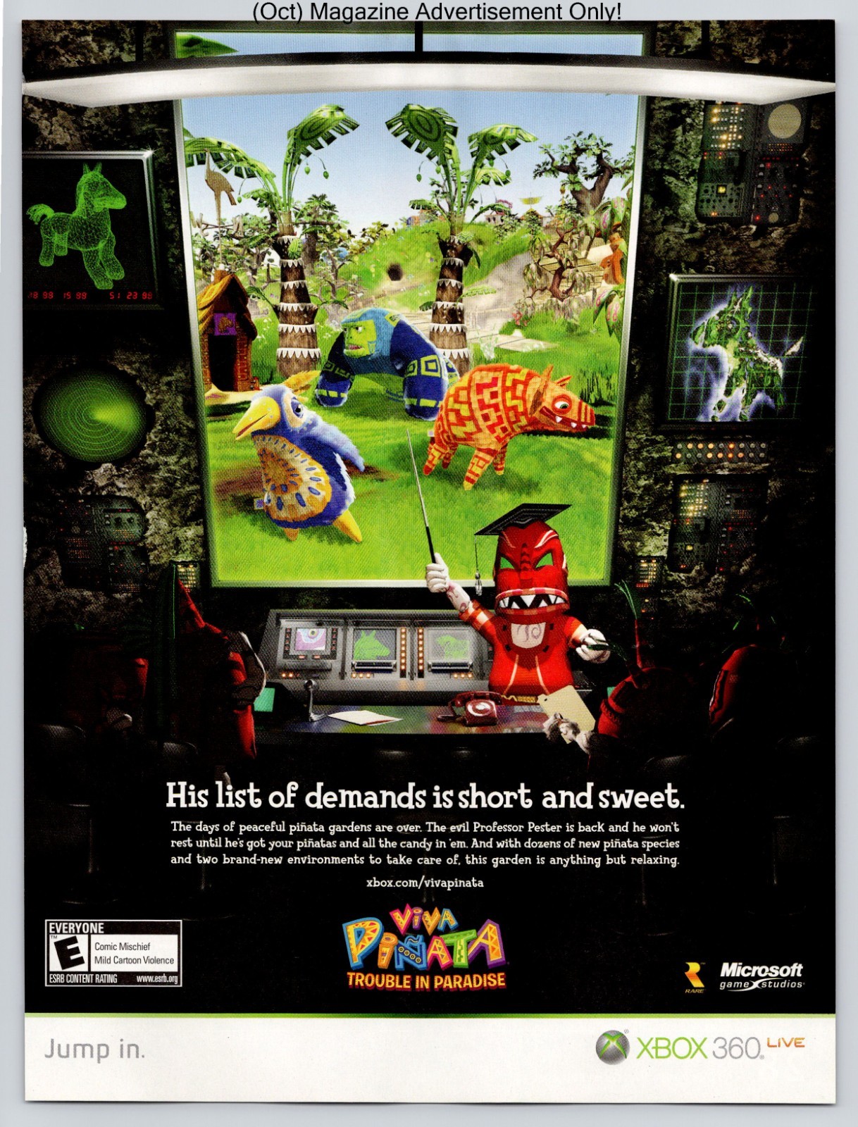 Viva Piñata Trouble in Paradise Xbox 360 Rare Microsoft Promo 2008 Advertisement