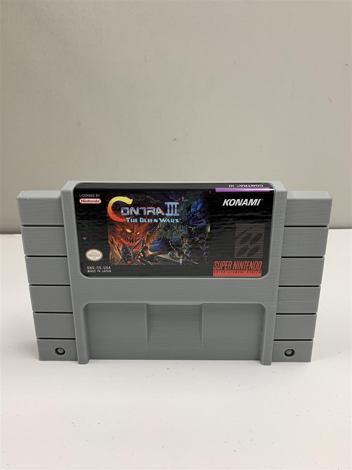 3D Printed Contra 3 III Super Nintendo SNES Cartridge Large Giant Wall Art